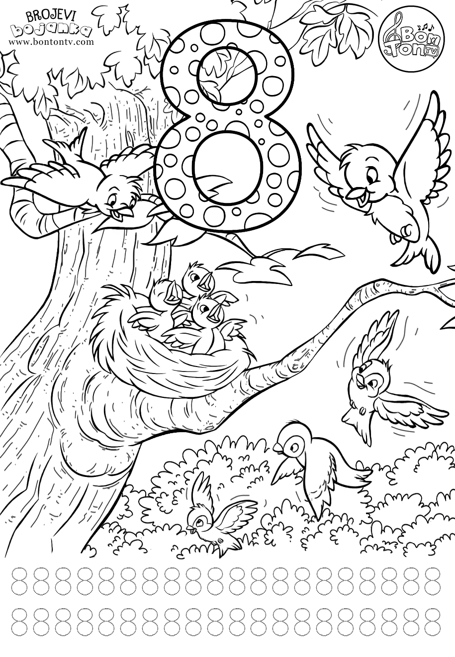 Broj 8 - osam - Brojevi od 1 do 10 - Number 8 - eight - Numbers 1-10 for kids
