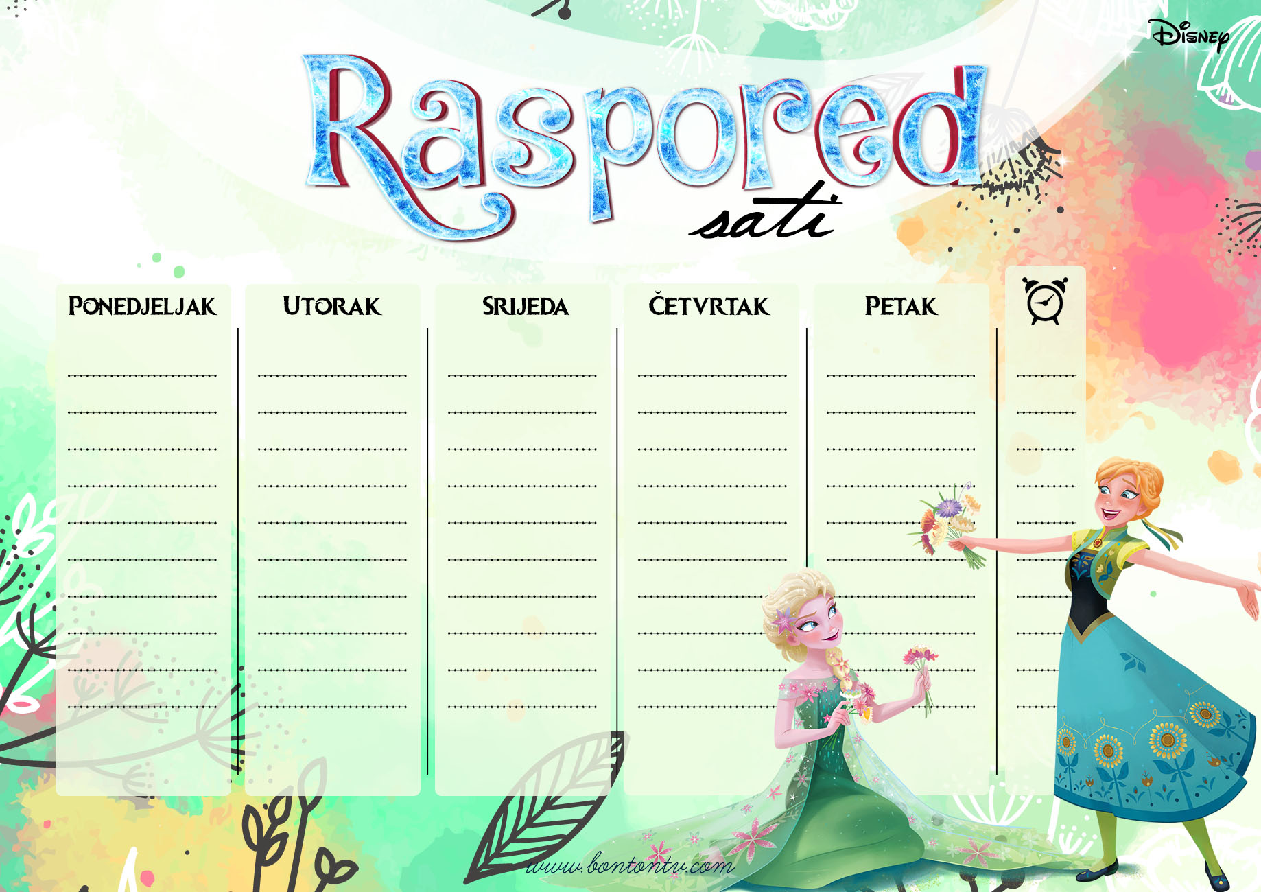 RASPORED SATI FROZEN Anna i Elsa BonTon TV